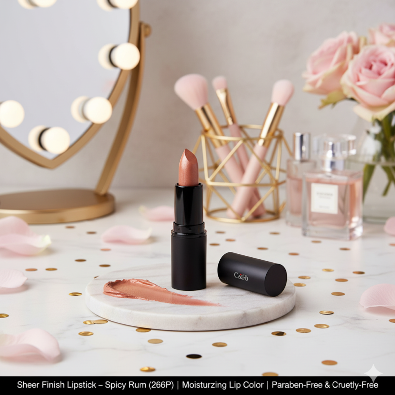 Sheer Finish Lipstick – Spicy Rum (266P) | Moisturizing Lip Color | Paraben-Free & Cruelty-Free